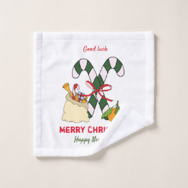 Kute Minimalist Kerstmis en Nieuwjaar Happy Washandje