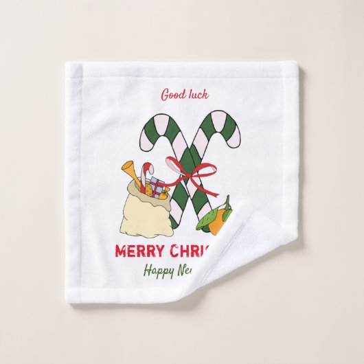 Kute Minimalist Kerstmis en Nieuwjaar Happy Washandje (Wasdoekje)