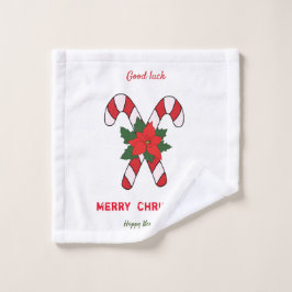 Kute Minimalist Kerstmis en Nieuwjaar Happy Washandje