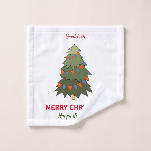 Kute Minimalist Kerstmis en Nieuwjaar Happy Washandje (Wasdoekje)