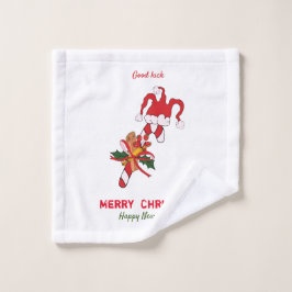 Kute Minimalist Kerstmis en Nieuwjaar Happy Washandje