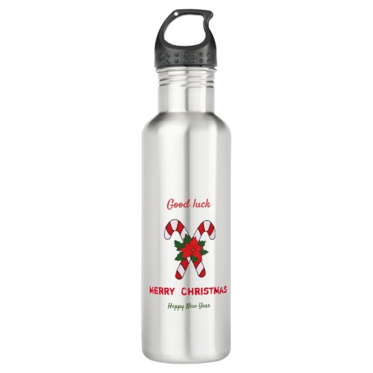 Kute Minimalist Kerstmis en Nieuwjaar Happy Waterfles (Voorkant)