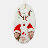 Kute Minimalist Reindekerstafoto Keramisch Ornament (Rechts)