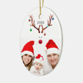 Kute Minimalist Reindekerstafoto Keramisch Ornament (Links)