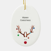 Kute Minimalist Reindekerstafoto Keramisch Ornament (Achterkant)