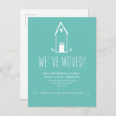 Kute Minimalist We hebben Blauwgroen verplaatsing Aankondigingskaart (Voorkant / Achterkant)