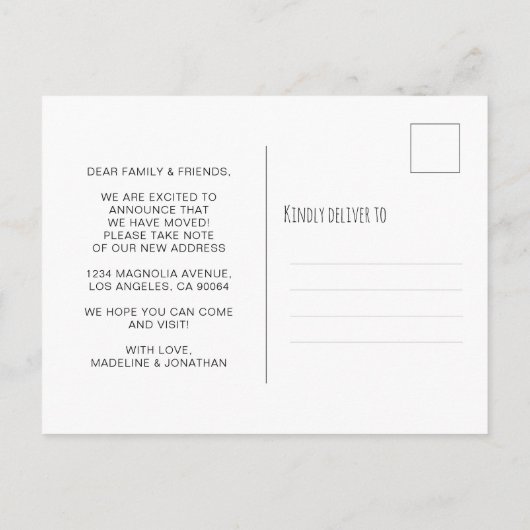 Kute Minimalist We hebben Blauwgroen verplaatsing  Aankondigingskaart (Achterkant)