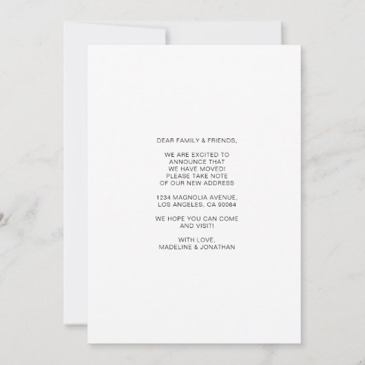 Kute minimalist We hebben het nieuwe adres verplaa Aankondiging (Achterkant)