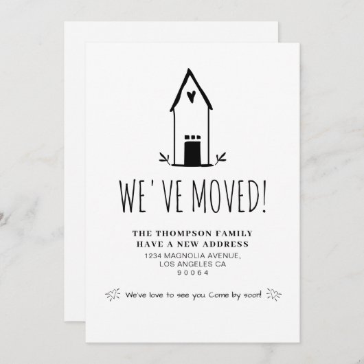 Kute minimalist We hebben het nieuwe adres verplaa Aankondiging (Voorkant / Achterkant)