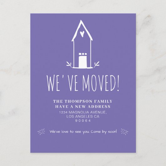 Kute Minimalist We hebben Paarse bewegingen gemaak Aankondigingskaart (Voorkant)