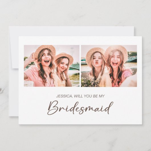 Kute minimalist: word mijn Bridesmaid 2 foto Kaart (Voorkant)