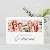 Kute minimalist: word mijn Bridesmaid 2 foto Kaart (Staand voorkant)