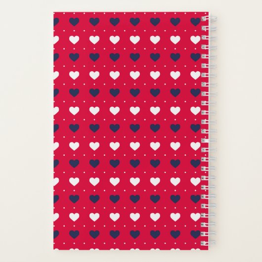 Kute minimalistisch hartpatroon, aangepast rood notitieboek (Achterkant)