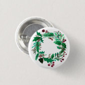 Kute mistletoe wreath-knop voor haar. ronde button 3,2 cm (Voorkant /achterkant)