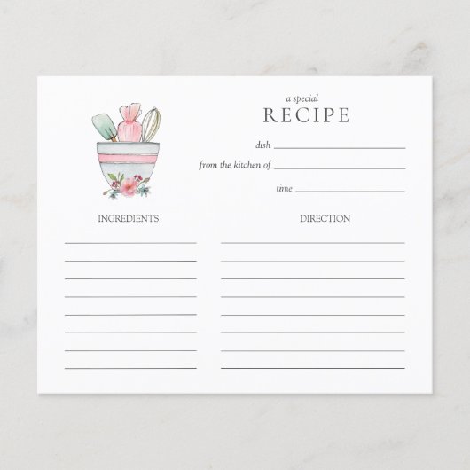 Kute mixing bowl met gereedschap Recipe card (Voorkant)