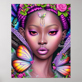 Kute mode girl butterflies psychedelische kleuren poster