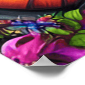 Kute mode girl butterflies psychedelische kleuren poster (Hoek)