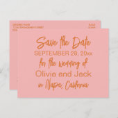 Kute Modern Minimalistisch Oranje Roze sparen de D Briefkaart (Voorkant / Achterkant)