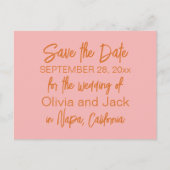 Kute Modern Minimalistisch Oranje Roze sparen de D Briefkaart (Voorkant)