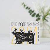 Kute Modern Ox Year Greeting in Vietnamese HPostC Feestdagenkaart (Staand voorkant)
