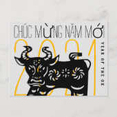 Kute Modern Ox Year Greeting in Vietnamese HPostC Feestdagenkaart (Voorkant)