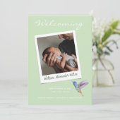 Kute Modern Sage Instant Photo Baby Birth Aankondiging (Staand voorkant)