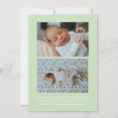 Kute Modern Sage Instant Photo Baby Birth Aankondiging (Achterkant)