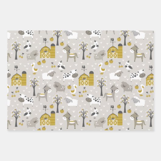 Kute moderne landbouwhuisdieren inpakpapier vel (Voorkant 2)