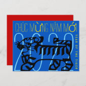 Kute moderne tijgerjaars groet in Vietnamese HPC Feestdagenkaart (Voorkant / Achterkant)