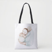 Kute moderne zwangerschap Mam en Baby Eenvoudige W Tote Bag