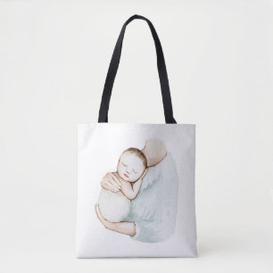Kute moderne zwangerschap Mam en Baby Eenvoudige W Tote Bag