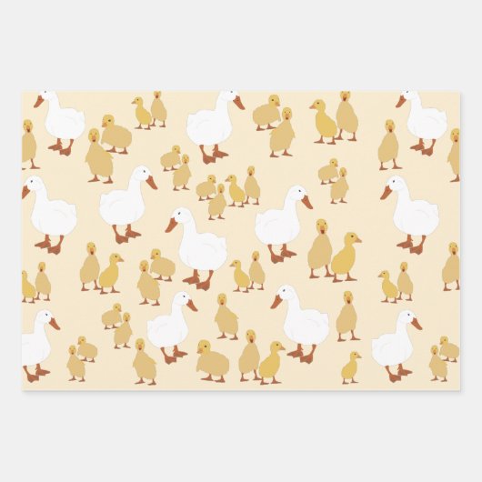 Kute Moeder Duck & Baby Ducking Pattern Inpakpapier Vel (Voorkant)