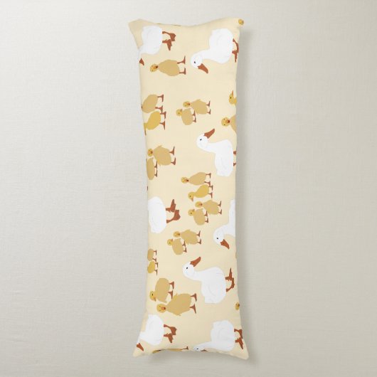 Kute Moeder Duck & Baby Ducking Pattern Lichaamskussen (Voorkant Verticaal)
