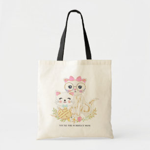 Kute moeder en dochter Cats Floral Moederdag Tote Bag