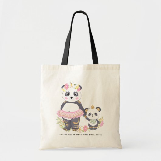 Kute moeder en dochter Pandas Floral Moederdag Tote Bag (Voorkant)