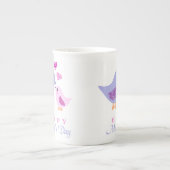 Kute moeder- en kindvogels moederdag porselein kop (Voorkant)