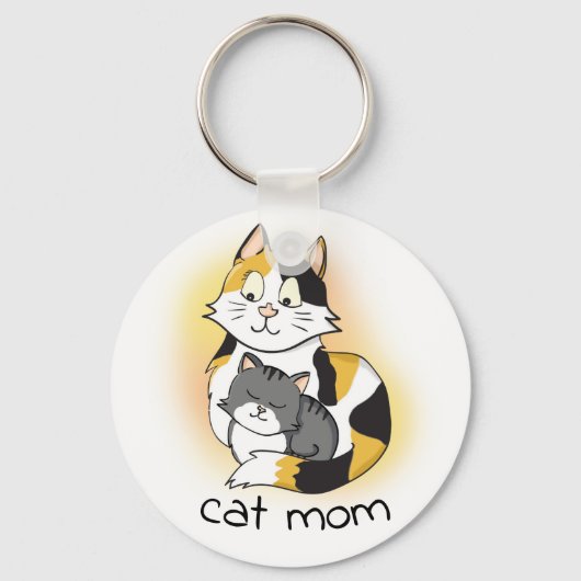 Kute moeder met Kitten Cat mama Sleutelhanger (Voorkant)