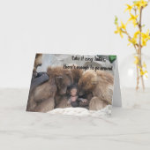 Kute moederapen en baby Animal Note Greeting Kaart (Gele Bloem)