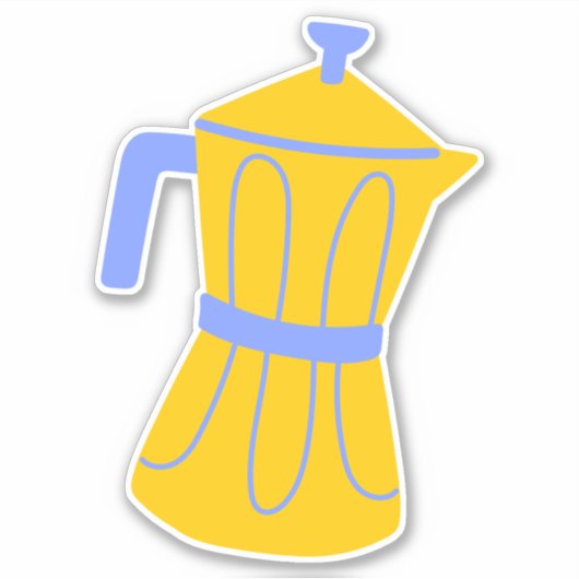 Kute Moka Pot Coffee Maker in pasteelkleuren Sticker (Voorkant)