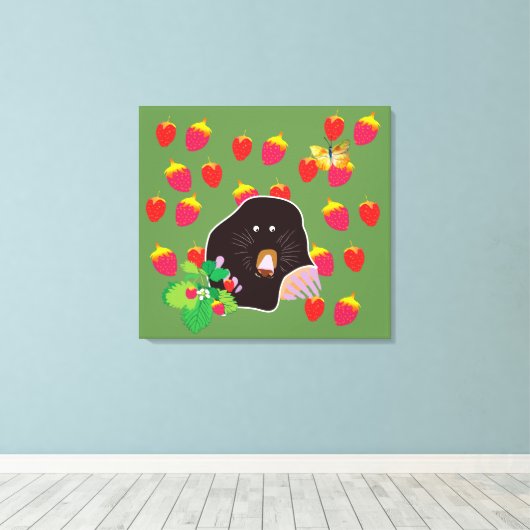 Kute Mole Spring Kinder room Canvas Afdruk (Insitu (Houten vloer))