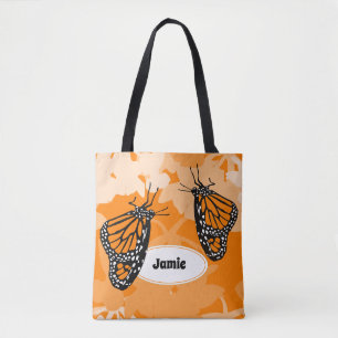 Kute Monarch Butterfly Pair op Zwan Plant Tote Bag