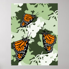 Kute Monarch Butterfly Trio on Swan Plant Poster