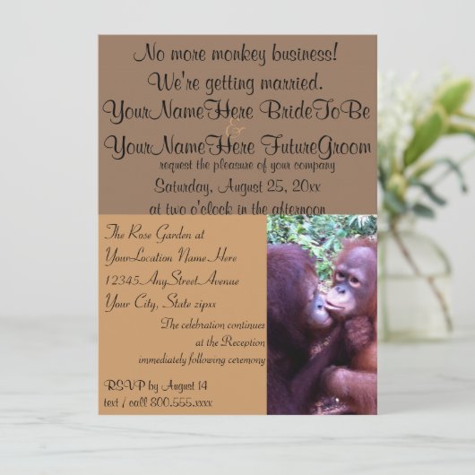 Kute Monkey Business We worden getrouwd Kaart (Staand voorkant)