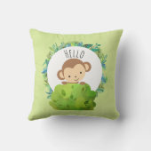 Kute Monkey die van achter op een Struik kijkt Hal Kussen (Achterkant)