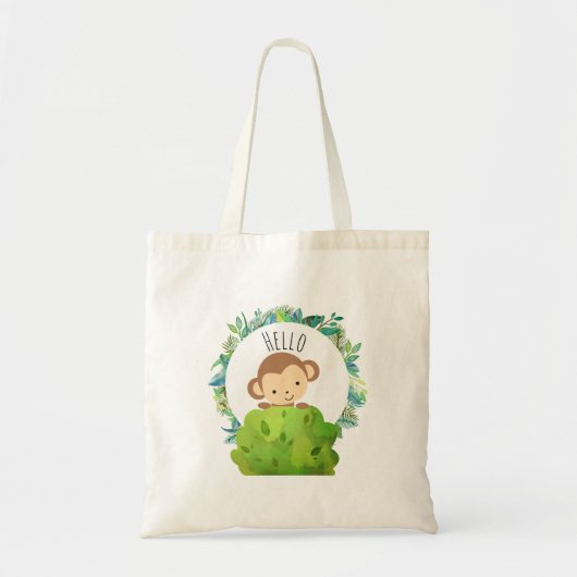Kute Monkey die van achter op een Struik kijkt Hal Tote Bag (Voorkant)