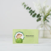 Kute Monkey die van achter op een Struik kijkt Visitekaartje (Staand voorkant)