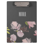 Kute monogrammen bloem grijs en roze klembord (Voorkant)