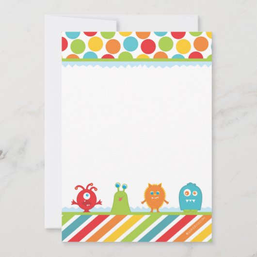 Kute monster 1e verjaardag kaart (Achterkant)