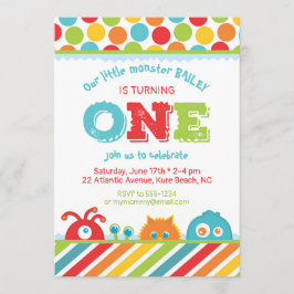 Kute monster 1e verjaardag kaart