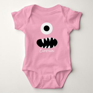 Kute Monster Face Gekke, persoonlijk Baby Red Romper